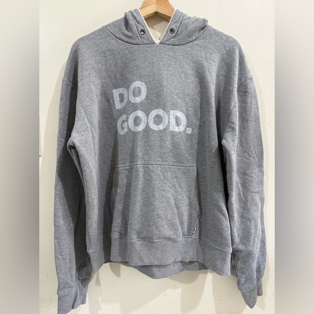 cotopaxi Gray Crewneck Hoodie with "DO GOOD." Print